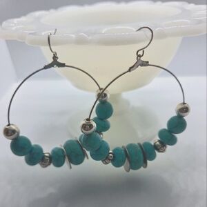 Turquoise Beaded Hoop Earrings